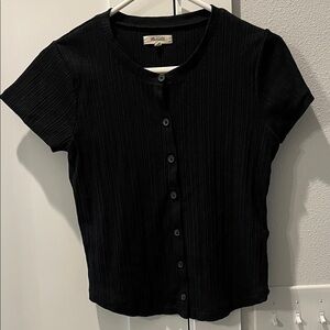 Madewell Black Ribbed Button-Down Shirt